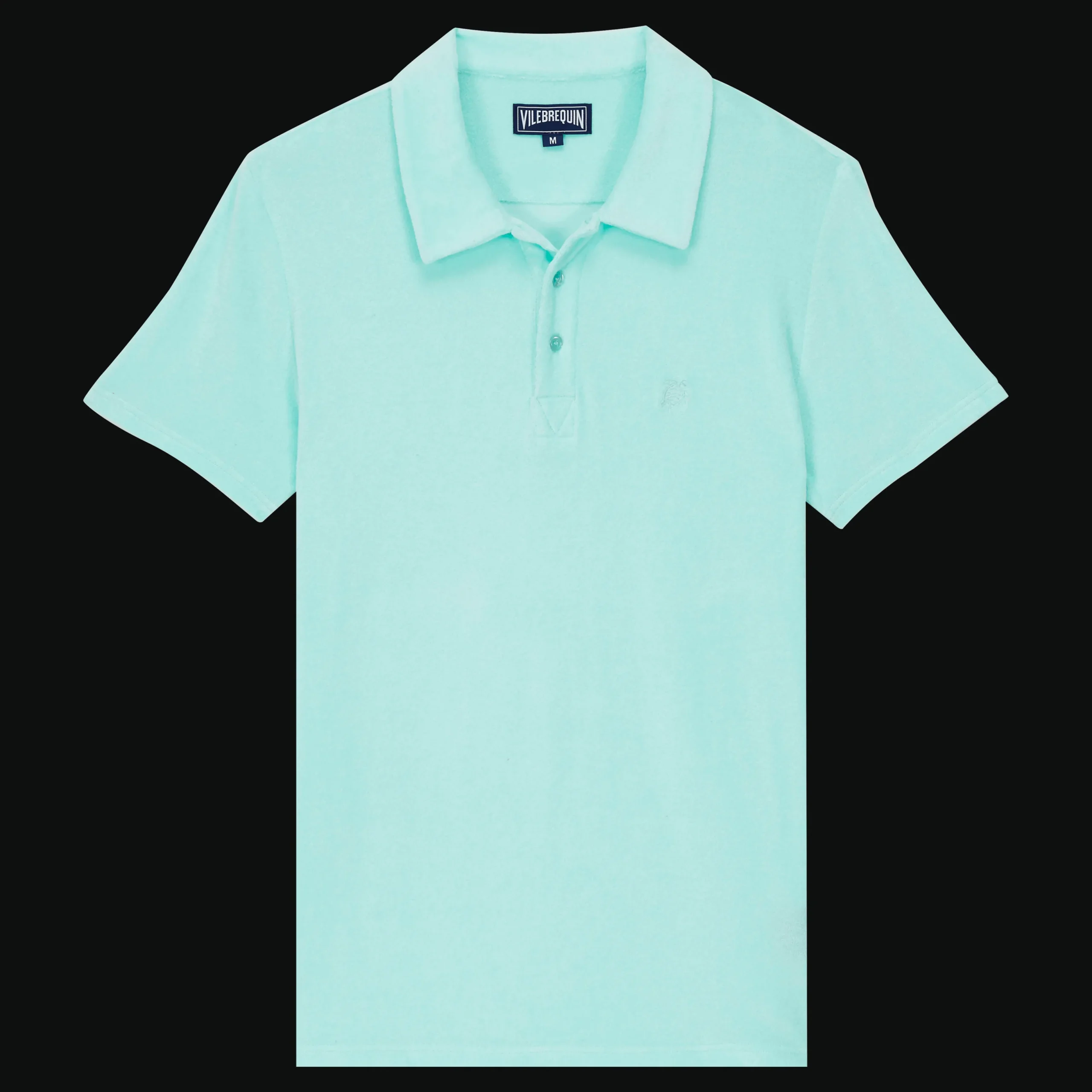 Best Vilebrequin Men Terry Polo Solid Lagoon/Blue