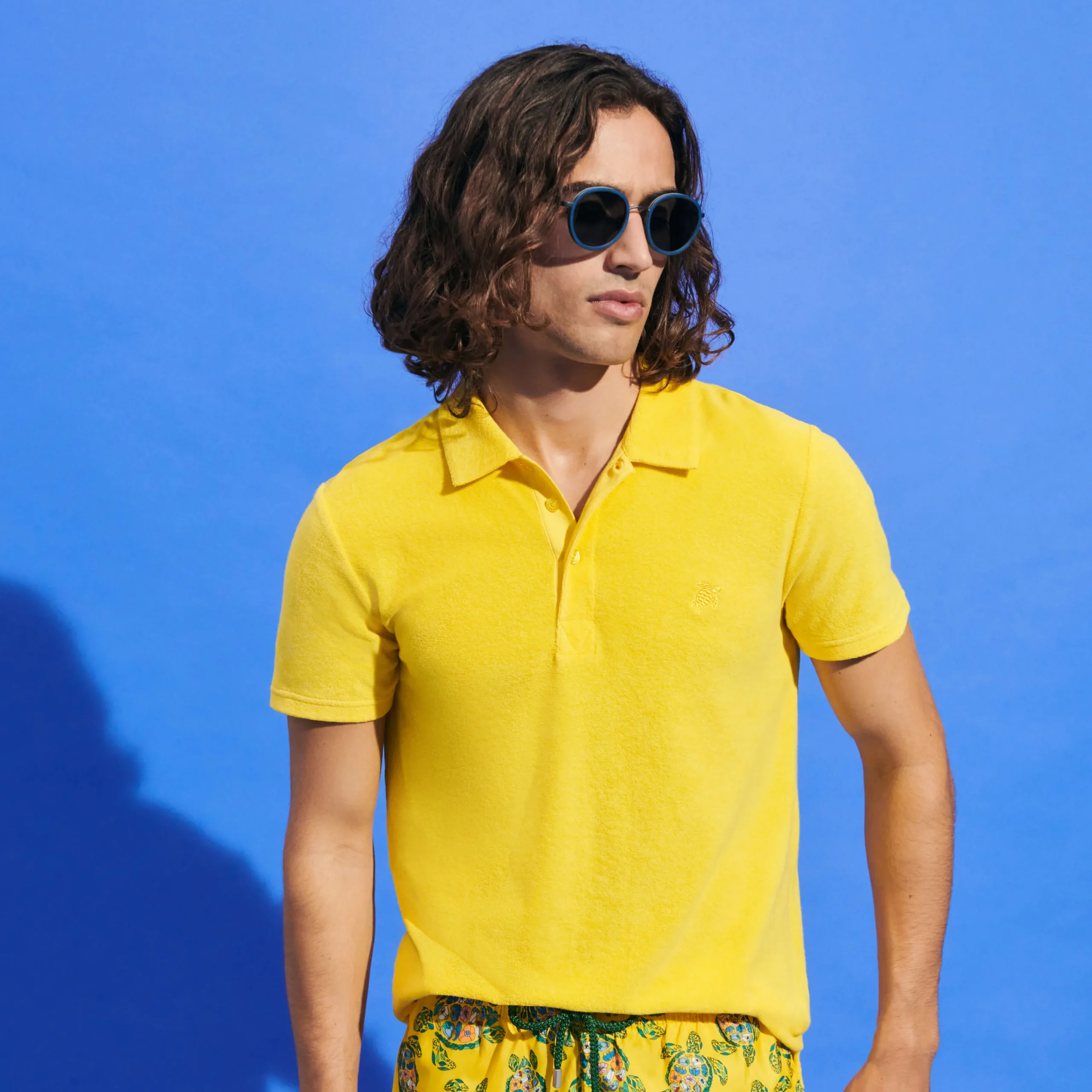 Best Vilebrequin Men Terry Polo Solid Sun/Yellow