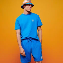 Cheap Vilebrequin Men T-Shirt Gradient Embroidered Logo - X The Beach Boys Earthenware/Blue