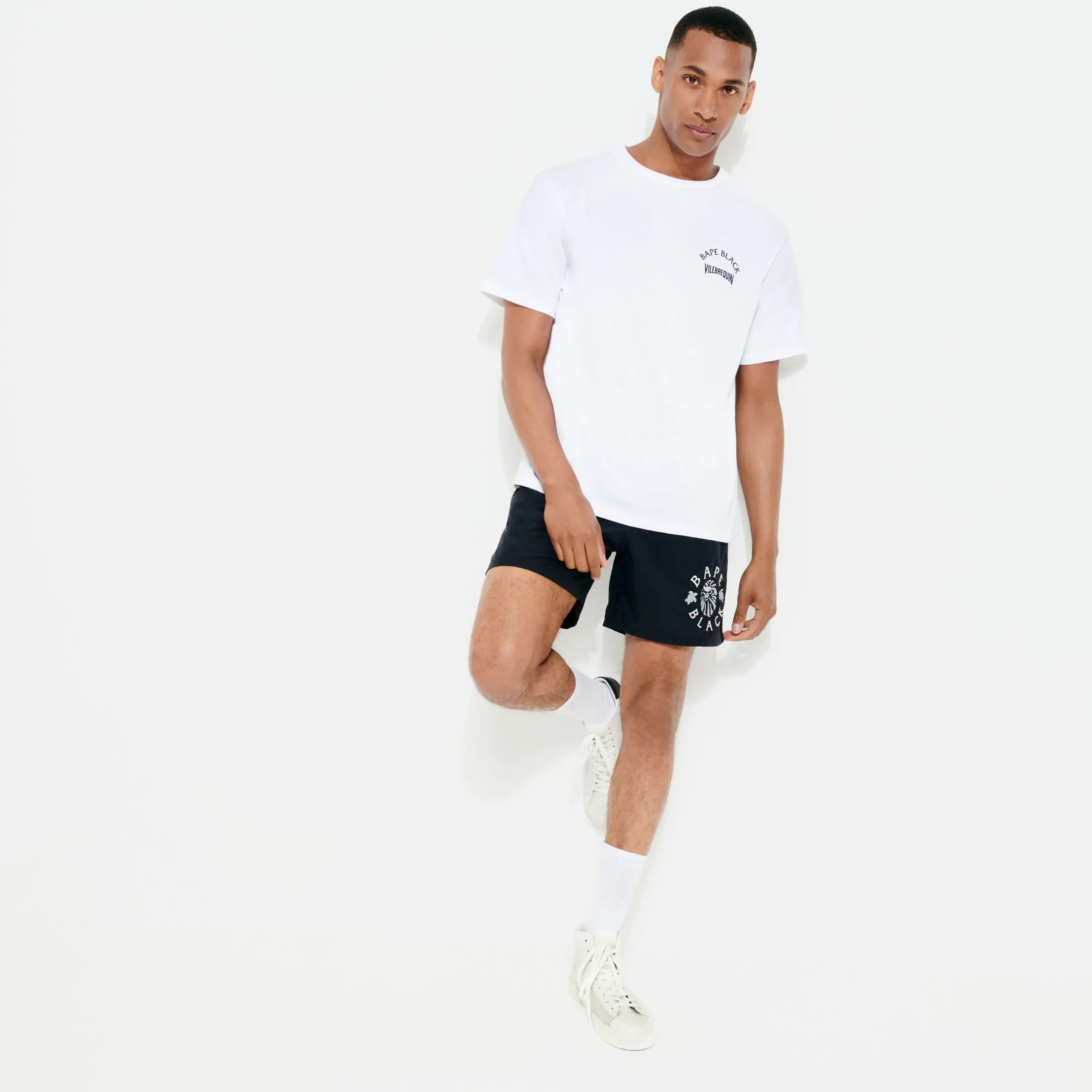 Hot Vilebrequin Men T-Shirt Turtles Printed - X Bape® Black White/White
