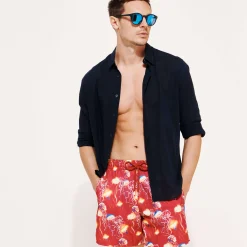 Online Vilebrequin Men Ultra-Light And Packable Swim Trunks Neo Medusa Burgundy/Red