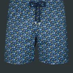 Sale Vilebrequin Men Ultra-Light And Packable Swim Trunks Micro Tortues Rainbow Navy/Blue