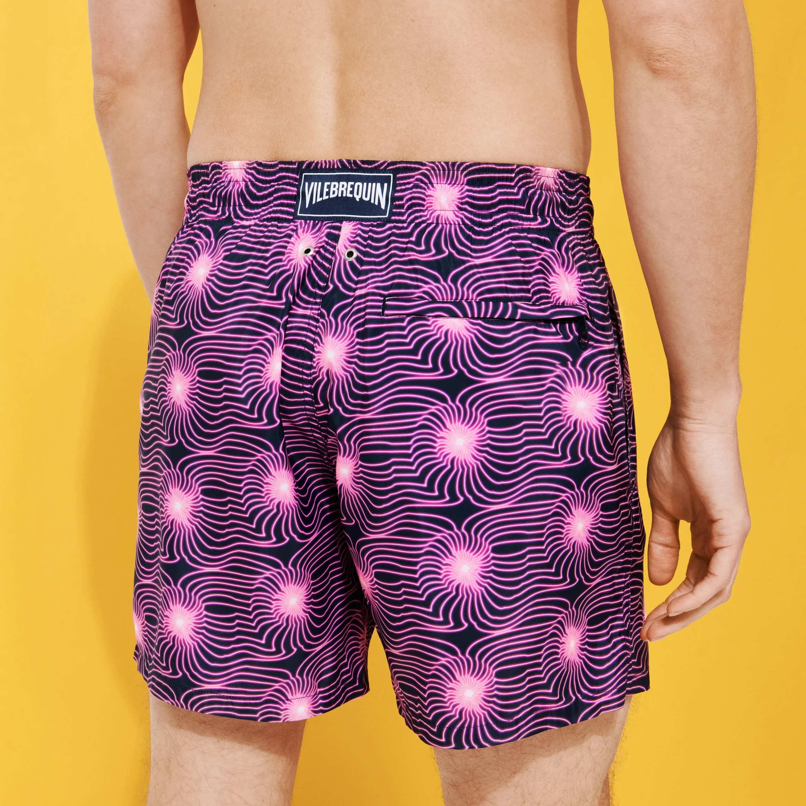 Cheap Vilebrequin Men Ultra-Light And Packable Swim Trunks Hypno Shell Navy/Blue