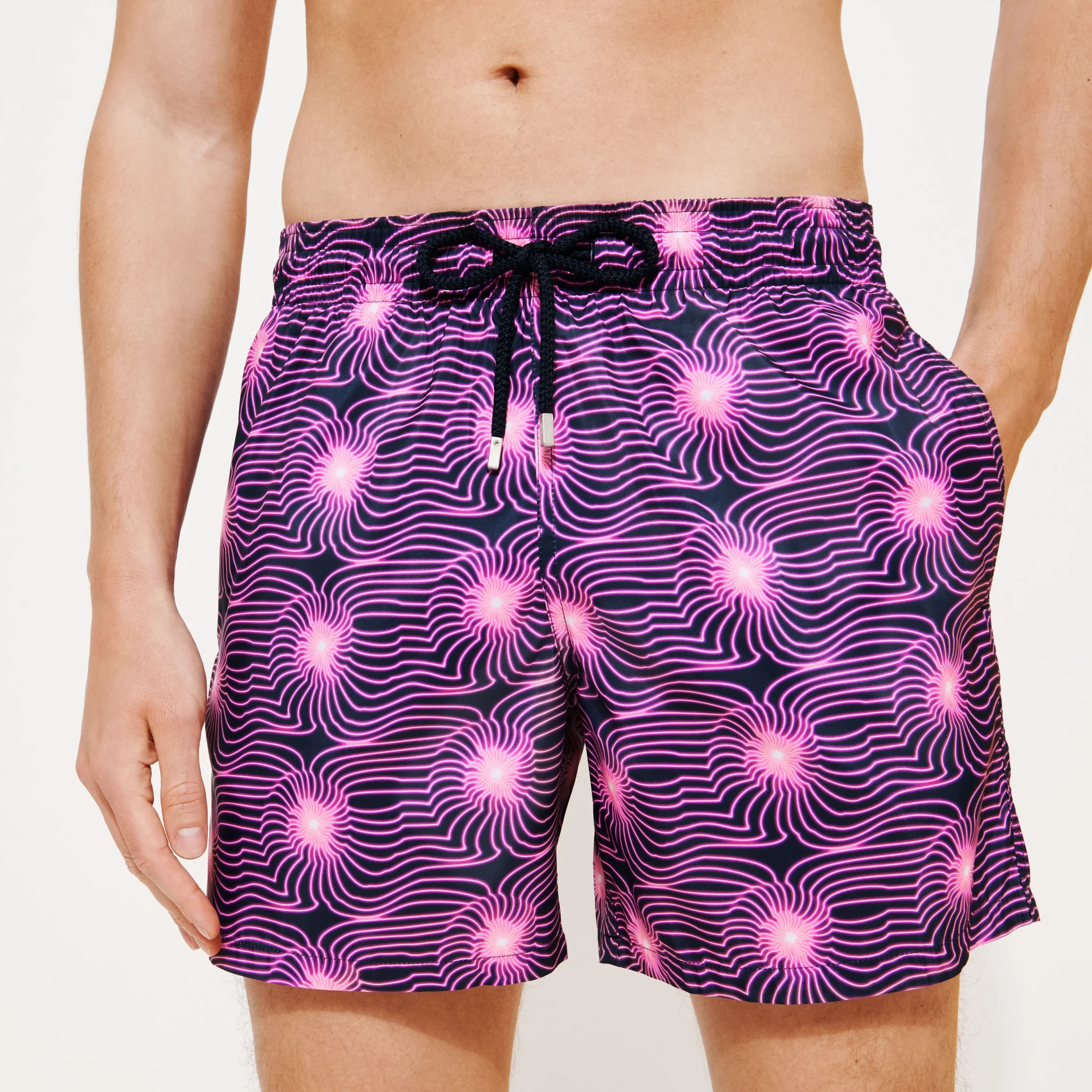 Cheap Vilebrequin Men Ultra-Light And Packable Swim Trunks Hypno Shell Navy/Blue
