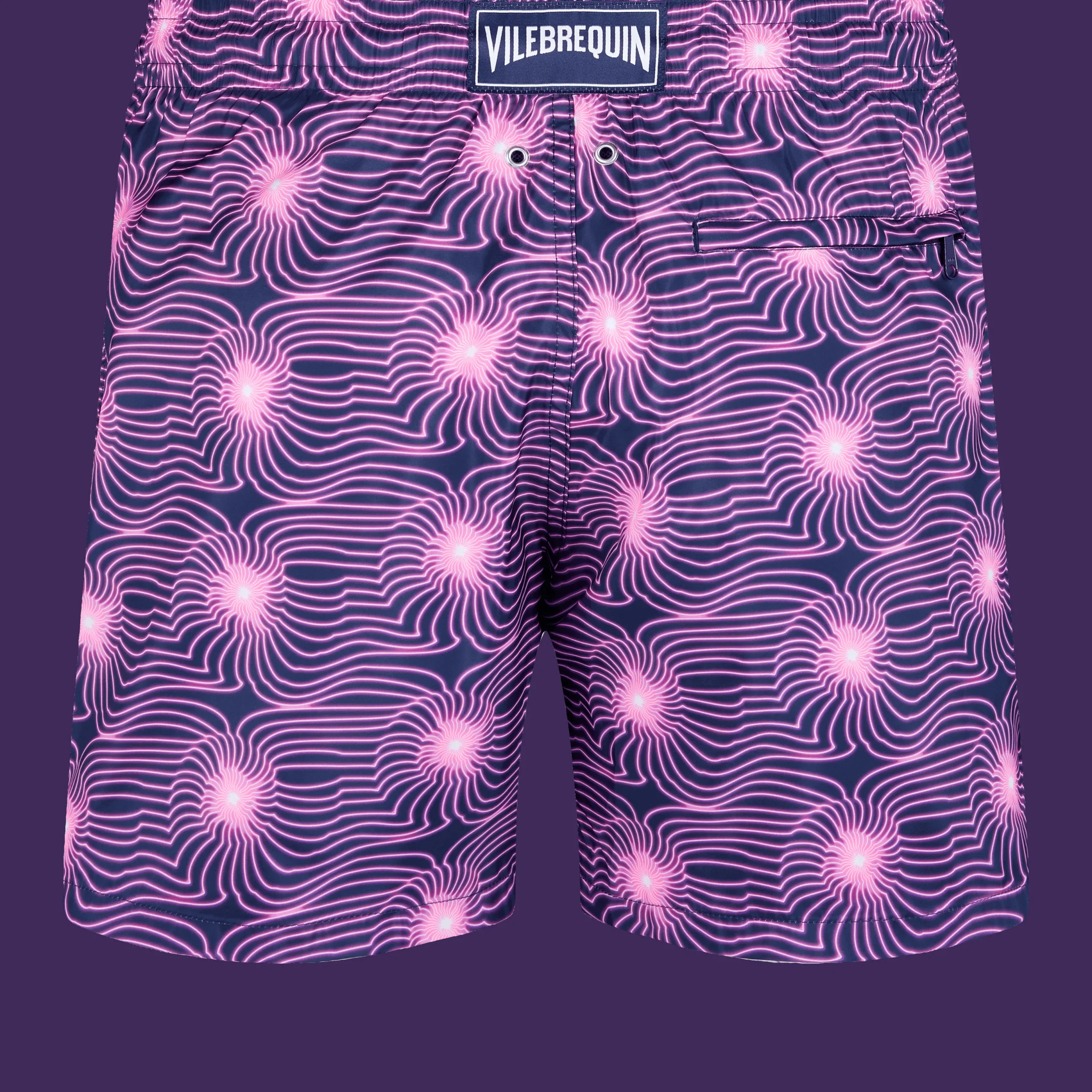 Cheap Vilebrequin Men Ultra-Light And Packable Swim Trunks Hypno Shell Navy/Blue