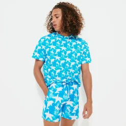 Outlet Vilebrequin Men Ultra-Light And Packable Swim Trunks Clouds Hawaii Blue/Blue