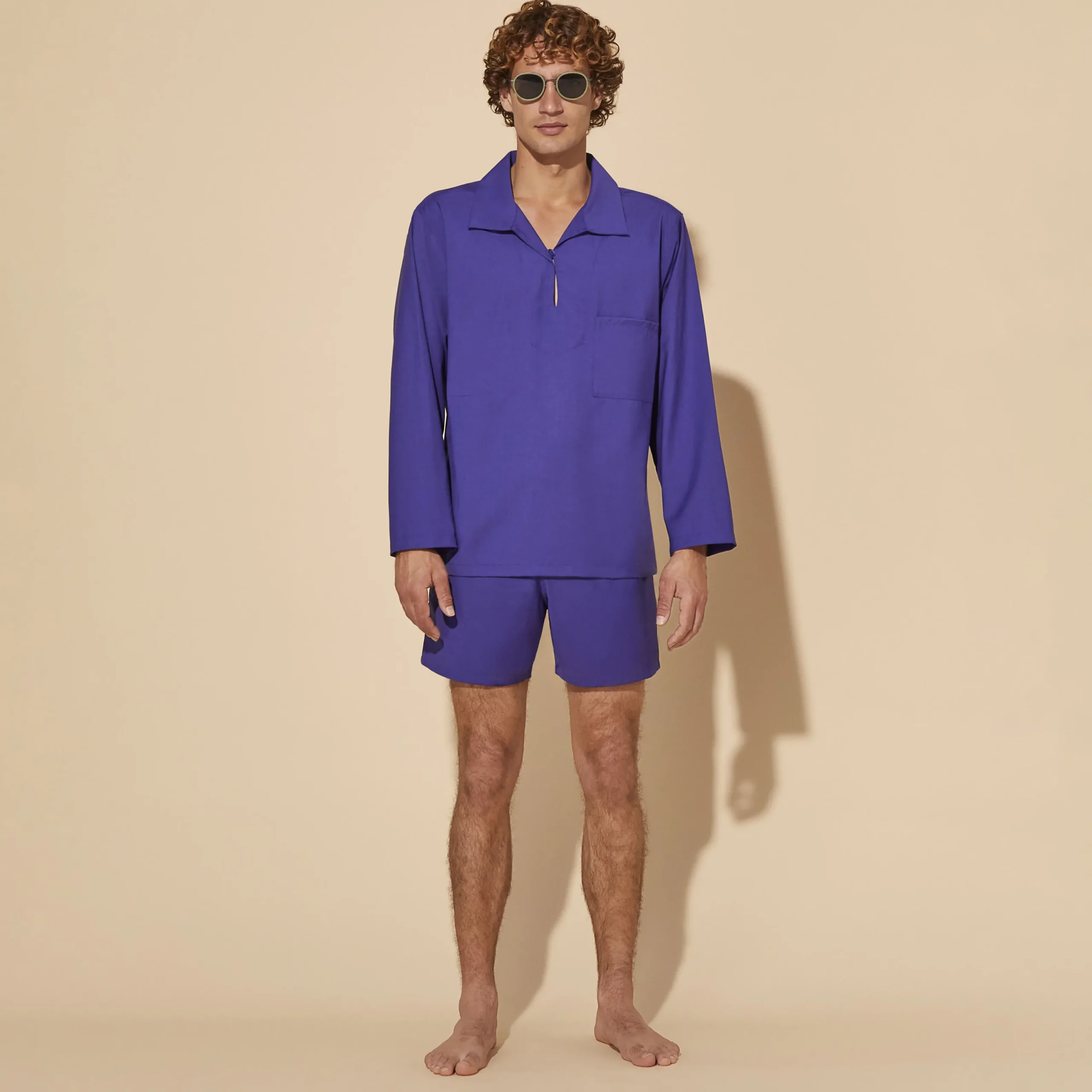Best Vilebrequin Men Wool Swim Shorts Super 120' Purple Blue/Blue