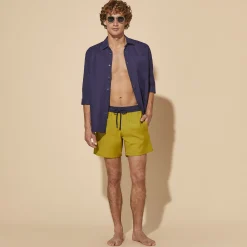 New Vilebrequin Men Wool Swim Shorts Super 120' Sunflower/Yellow