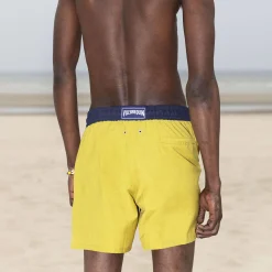 New Vilebrequin Men Wool Swim Shorts Super 120' Sunflower/Yellow