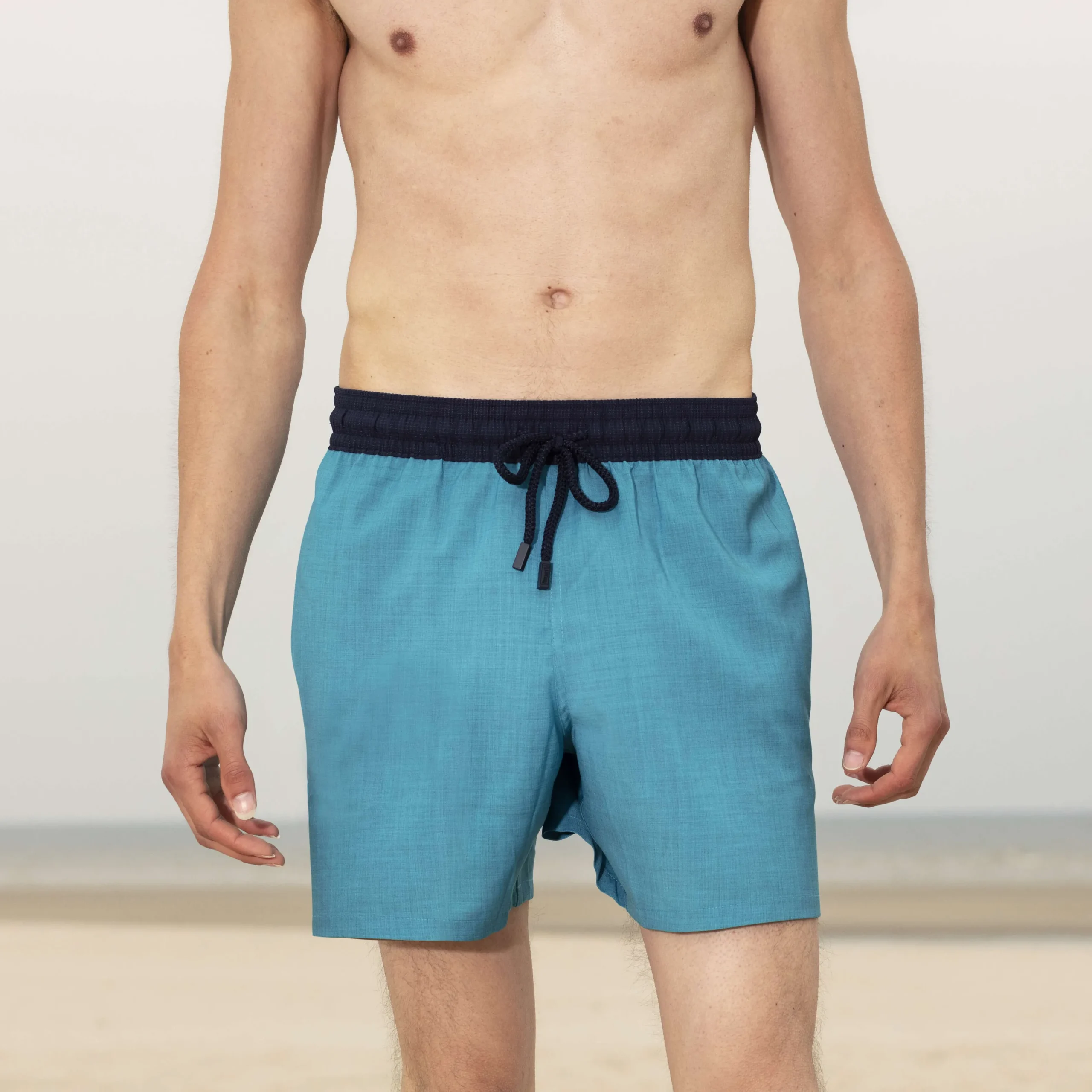 Cheap Vilebrequin Men Wool Swim Shorts Super 120' Azure/Blue
