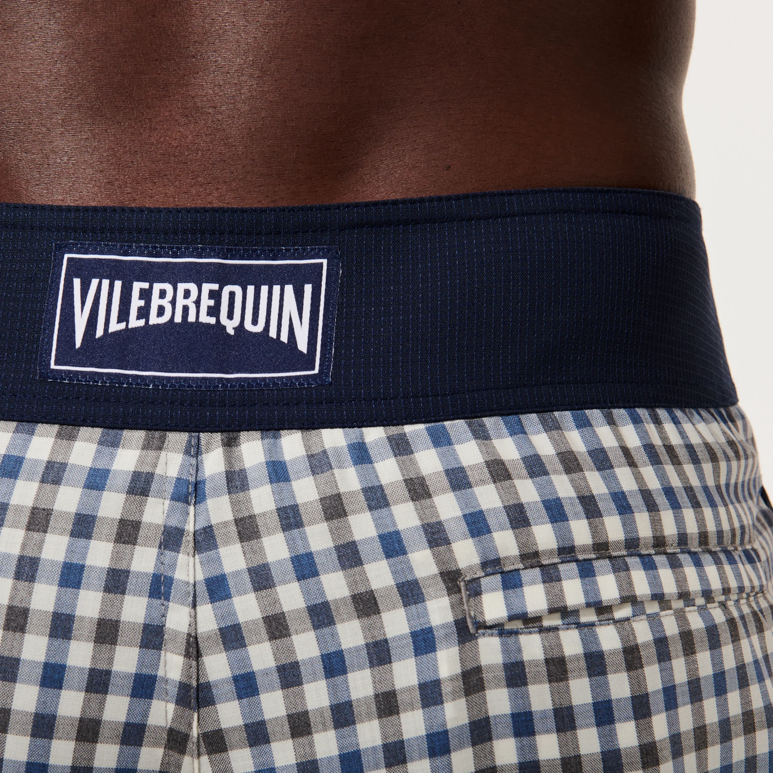Shop Vilebrequin Men Woolen Swim Trunks Carreaux- X The Woolmark Company Grey/Blue/Grey