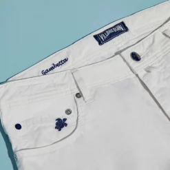 Best Vilebrequin Micro Ronde Des Tortues Light Gabardin 5 Pockets Pants White/White