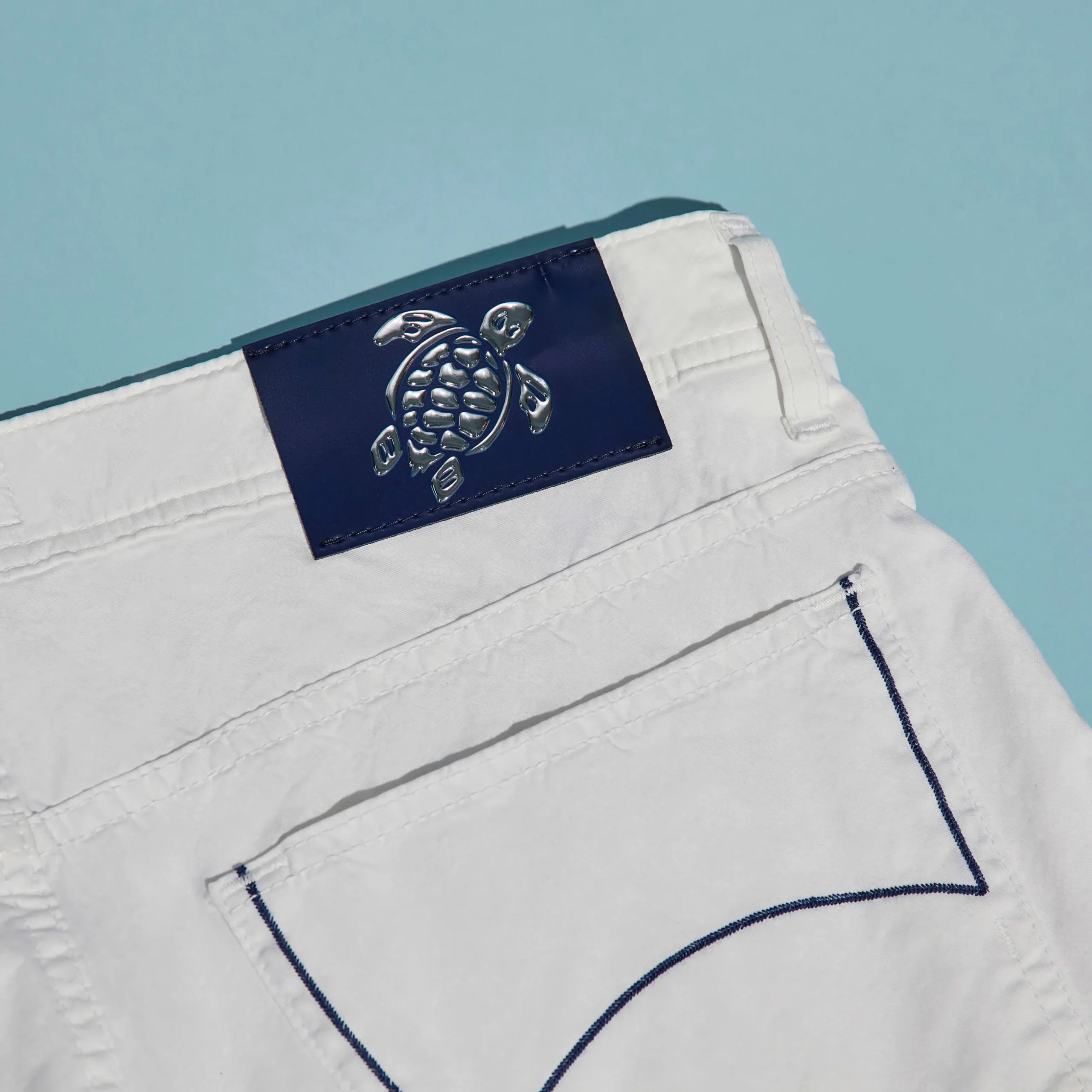 Best Vilebrequin Micro Ronde Des Tortues Light Gabardin 5 Pockets Pants White/White