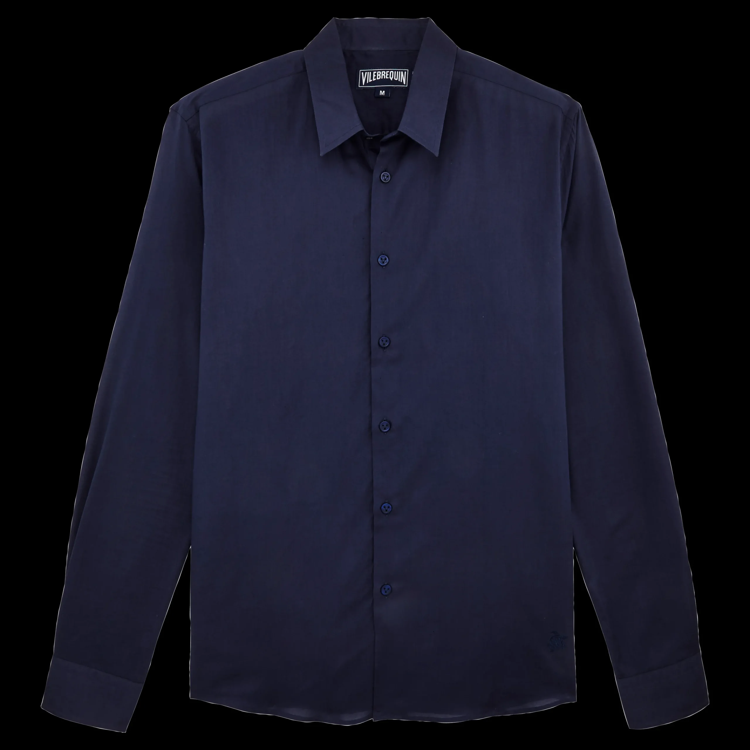 Shop Vilebrequin Unisex Cotton Shirt Solid Navy/Blue
