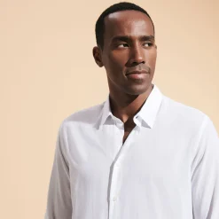 Cheap Vilebrequin Unisex Cotton Voile Lightweight Shirt Solid White/White
