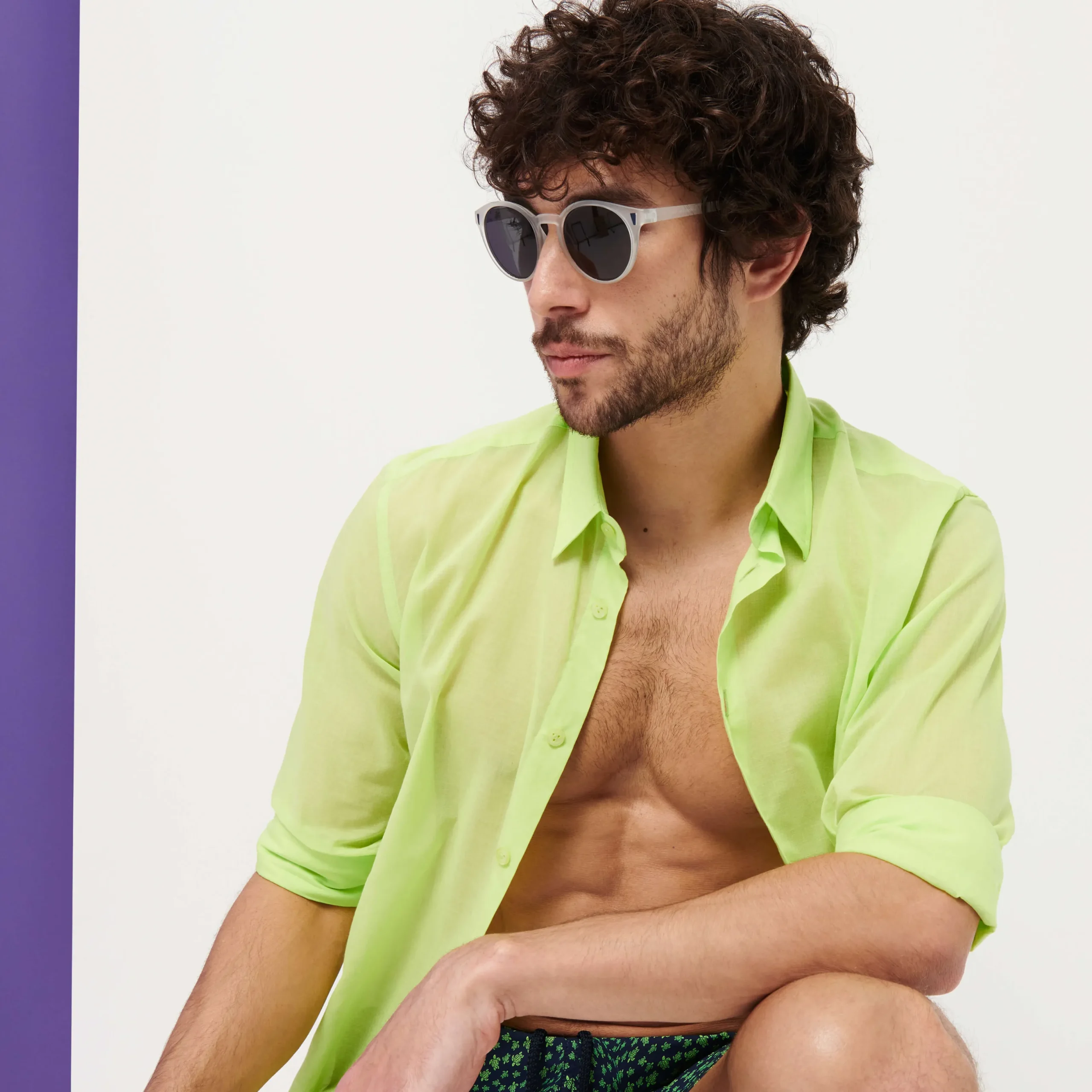 Flash Sale Vilebrequin Unisex Cotton Voile Light Shirt Solid Coriander/Green