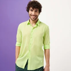 Flash Sale Vilebrequin Unisex Cotton Voile Light Shirt Solid Coriander/Green