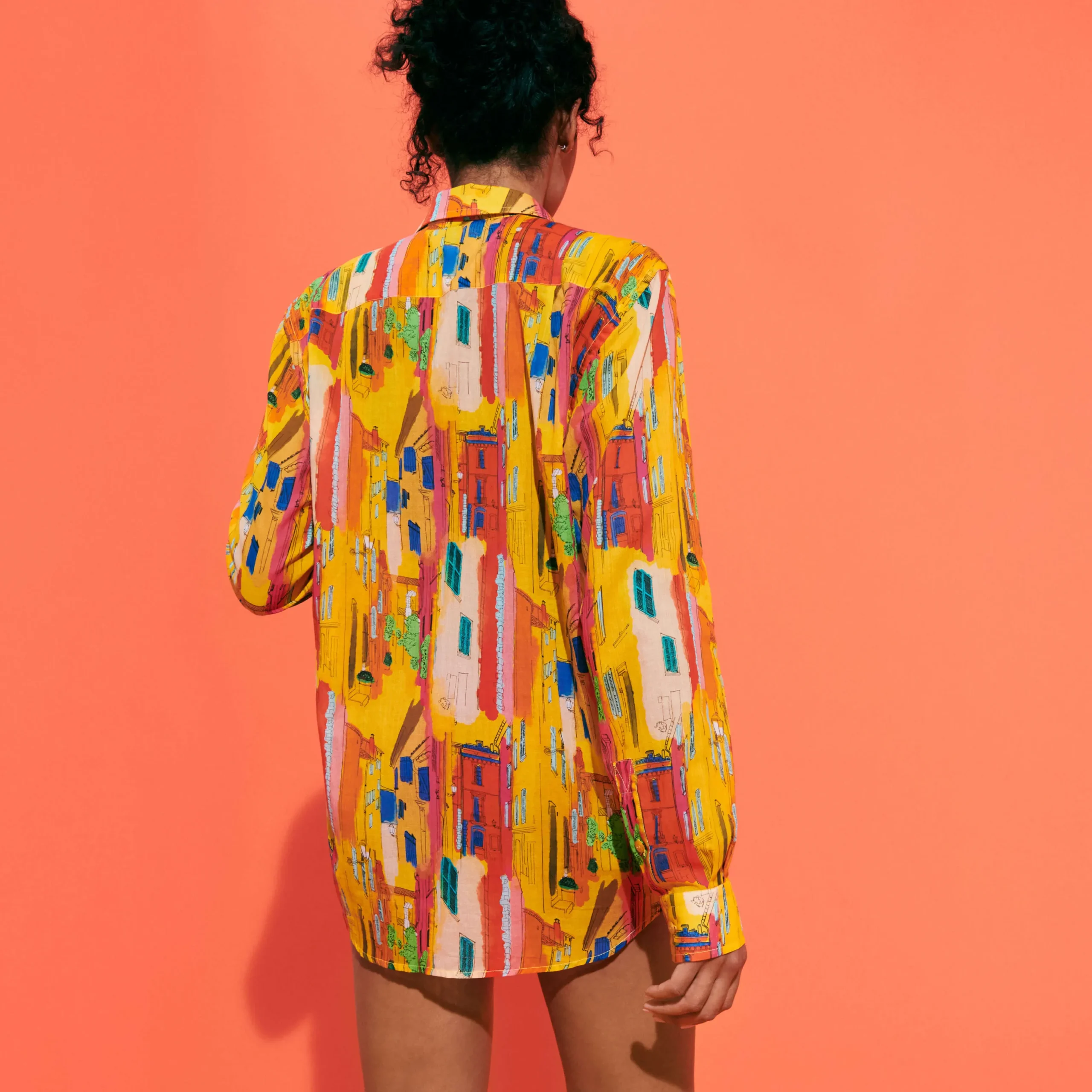 Hot Vilebrequin Unisex Cotton Voile Lightweight Shirt Sunny Streets Sun/Yellow