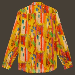 Hot Vilebrequin Unisex Cotton Voile Lightweight Shirt Sunny Streets Sun/Yellow