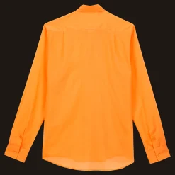 Shop Vilebrequin Unisex Cotton Voile Lightweight Shirt Solid Carrot/Orange