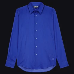 Sale Vilebrequin Unisex Cotton Voile Lightweight Shirt Solid Purple Blue/Blue