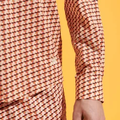 Online Vilebrequin Unisex Cotton Voile Lightweight Shirt Micro Mouettes Straw/Yellow