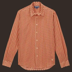 Online Vilebrequin Unisex Cotton Voile Lightweight Shirt Micro Mouettes Straw/Yellow