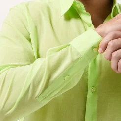 Cheap Vilebrequin Unisex Cotton Voile Lightweight Shirt Solid Coriander/Green
