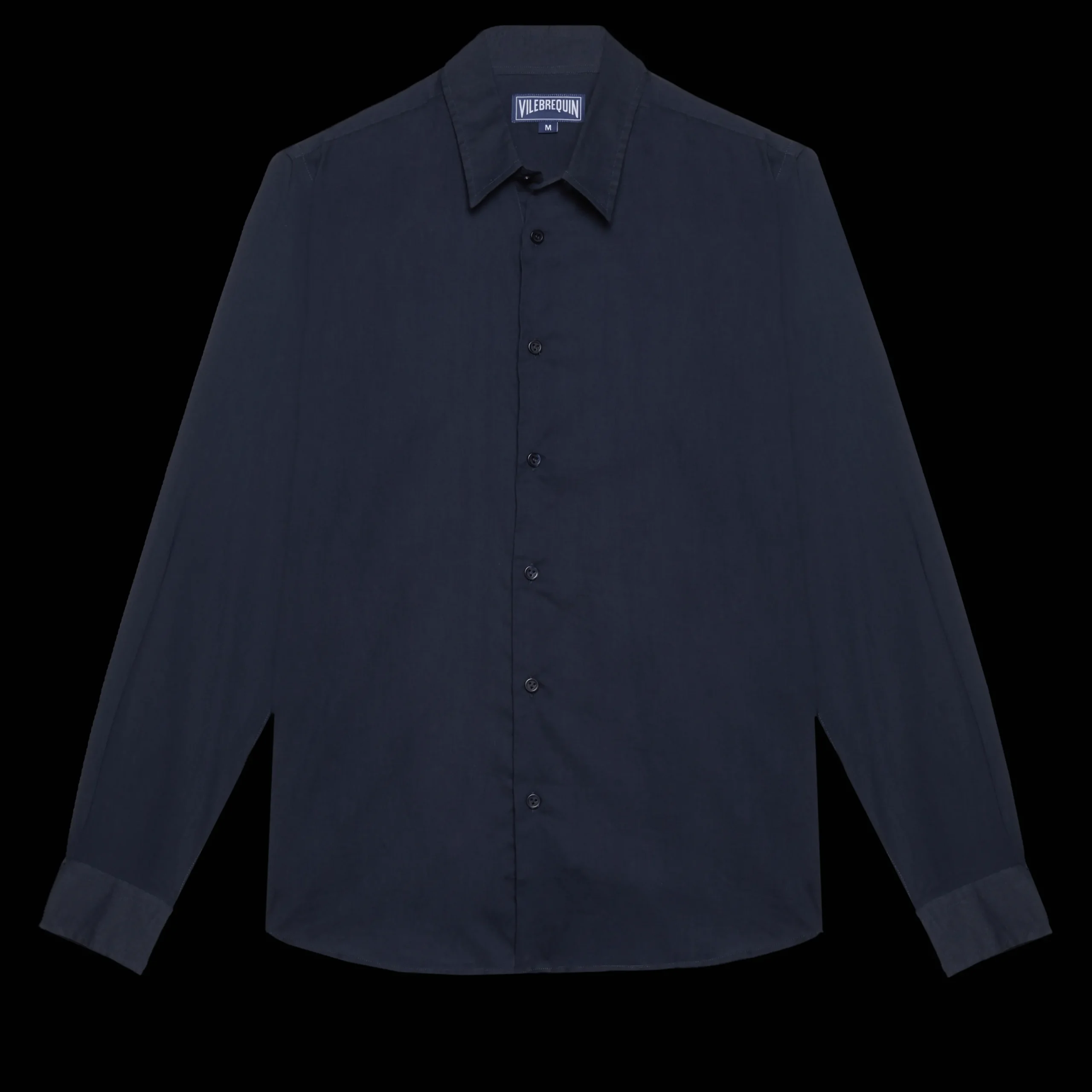 Best Sale Vilebrequin Unisex Cotton Voile Lightweight Shirt Solid Navy/Blue