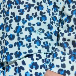 Discount Vilebrequin Unisex Cotton Voile Lightweight Shirt Turtles Leopard Thalassa/Blue