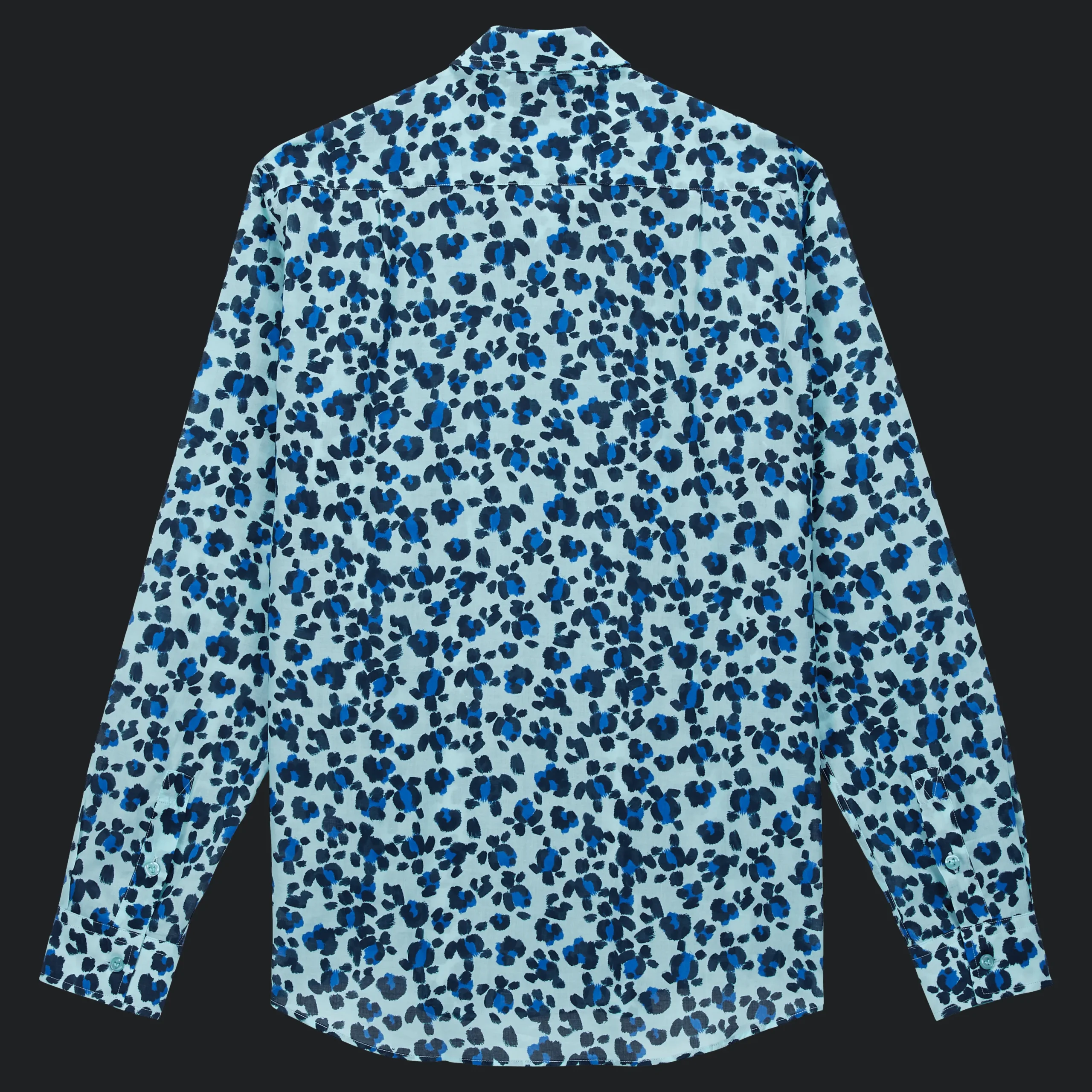 Discount Vilebrequin Unisex Cotton Voile Lightweight Shirt Turtles Leopard Thalassa/Blue
