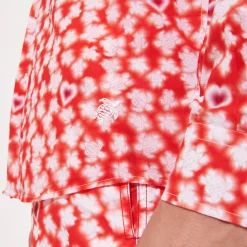 Clearance Vilebrequin Unisex Cotton Voile Summer Shirt Attrape Coeur Poppy Red/Red