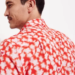 Clearance Vilebrequin Unisex Cotton Voile Summer Shirt Attrape Coeur Poppy Red/Red