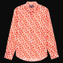 Clearance Vilebrequin Unisex Cotton Voile Summer Shirt Attrape Coeur Poppy Red/Red