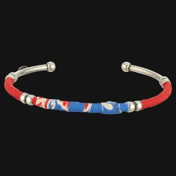 Cheap Vilebrequin Unisex Crevettes & Schrimps Silver Zanzibar Bracelet Poppy Red/Red
