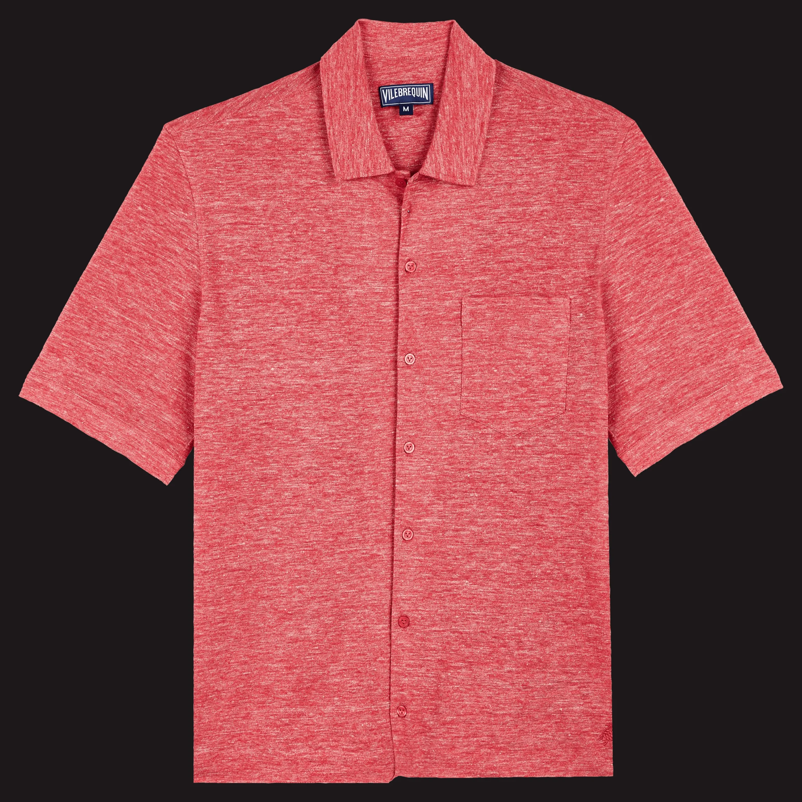 Cheap Vilebrequin Unisex Linen Bowling Shirt Solid China Red/Red