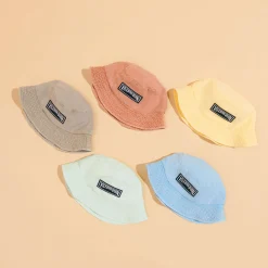 Shop Vilebrequin Unisex Linen Bucket Hat Solid Pottery/Orange