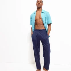 Sale Vilebrequin Unisex Linen Pants Solid Navy/Blue