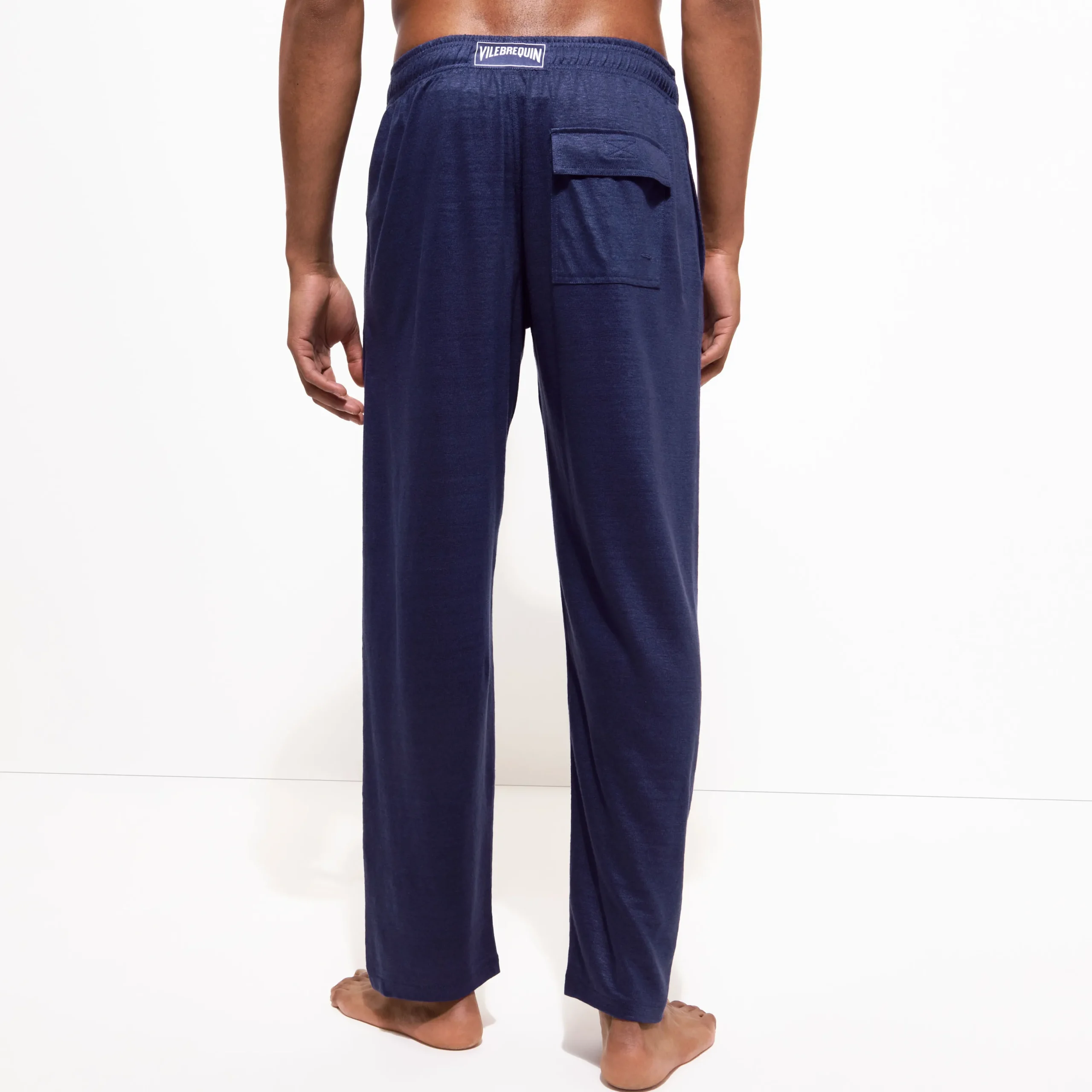 Sale Vilebrequin Unisex Linen Pants Solid Navy/Blue