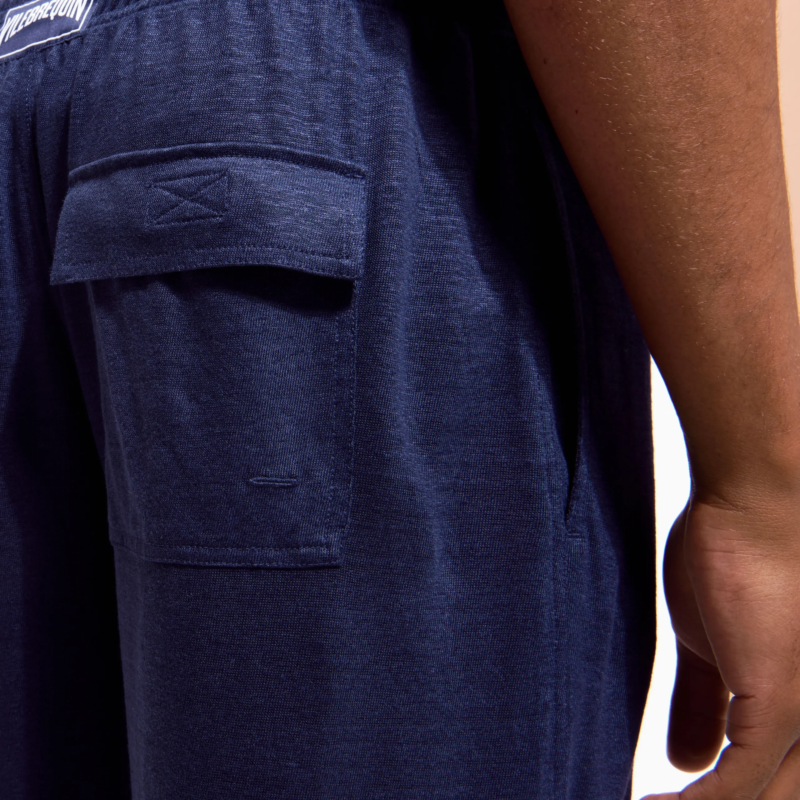 Sale Vilebrequin Unisex Linen Pants Solid Navy/Blue