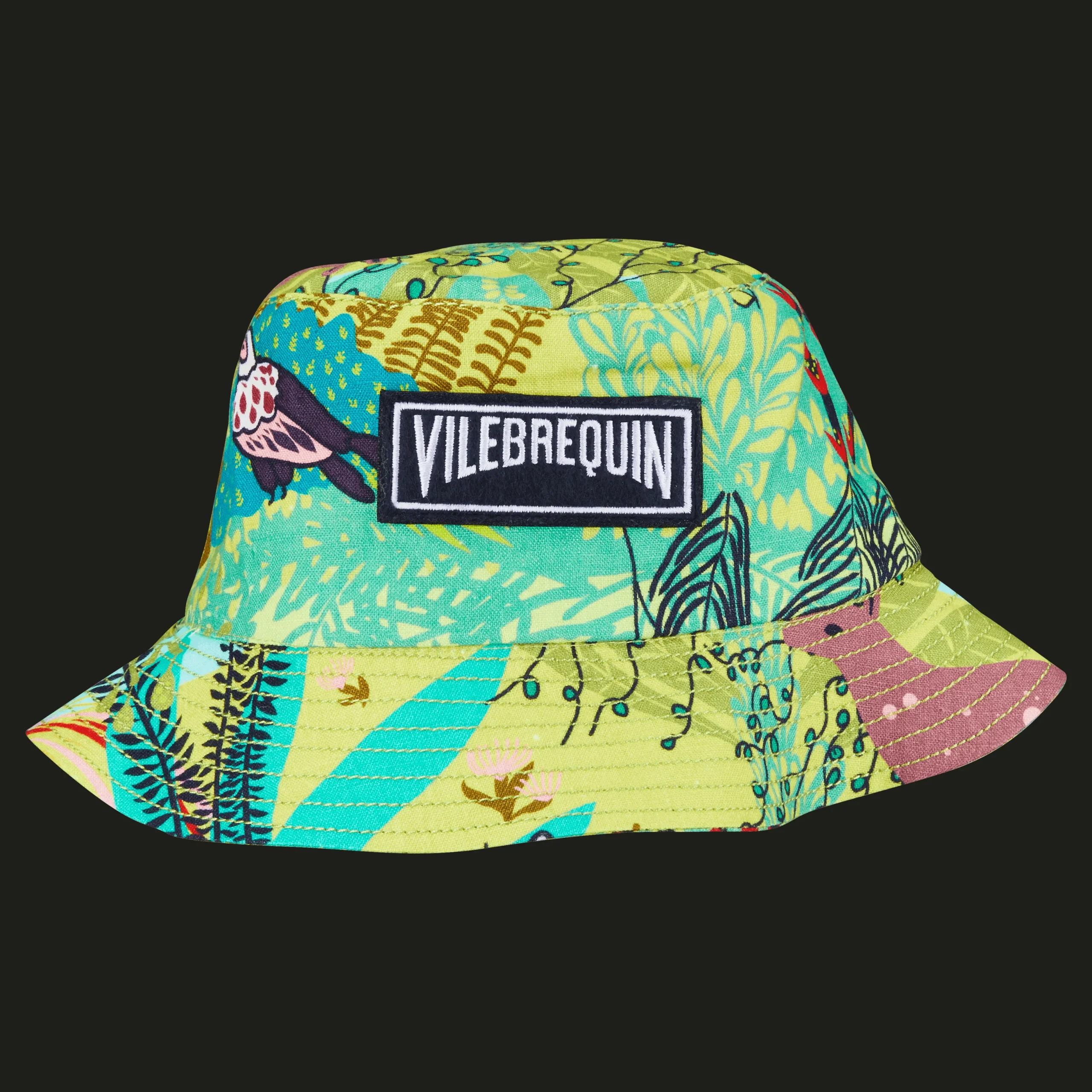 Sale Vilebrequin Unisex Linen Printed Bucket Hat Jungle Rousseau Ginger/Green