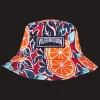 Shop Vilebrequin Unisex Linen Printed Hat Presse Citron Burgundy/Red