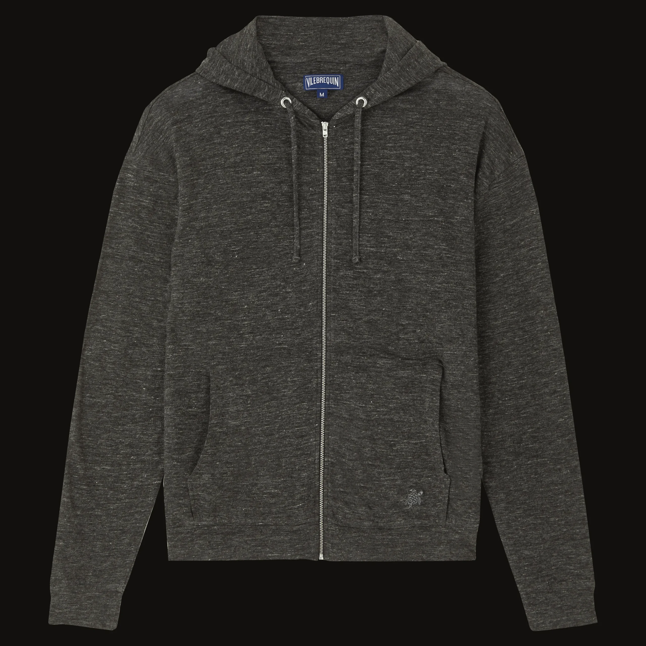 New Vilebrequin Unisex Linen Sweatshirt Solid Heather Anthracite/White
