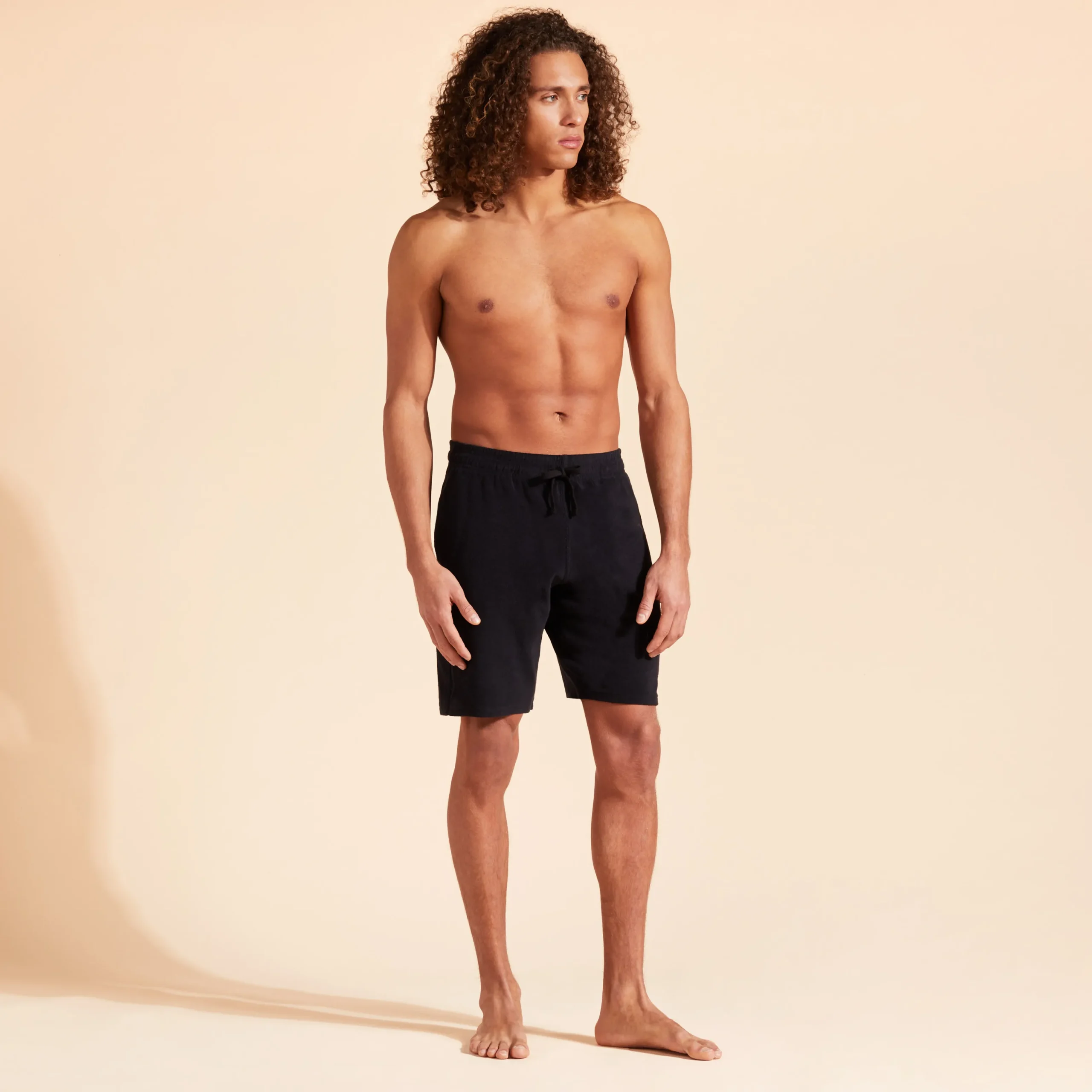 Best Vilebrequin Unisex Terry Bermuda Solid Black/Black