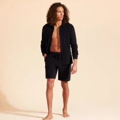 Best Vilebrequin Unisex Terry Bermuda Solid Black/Black