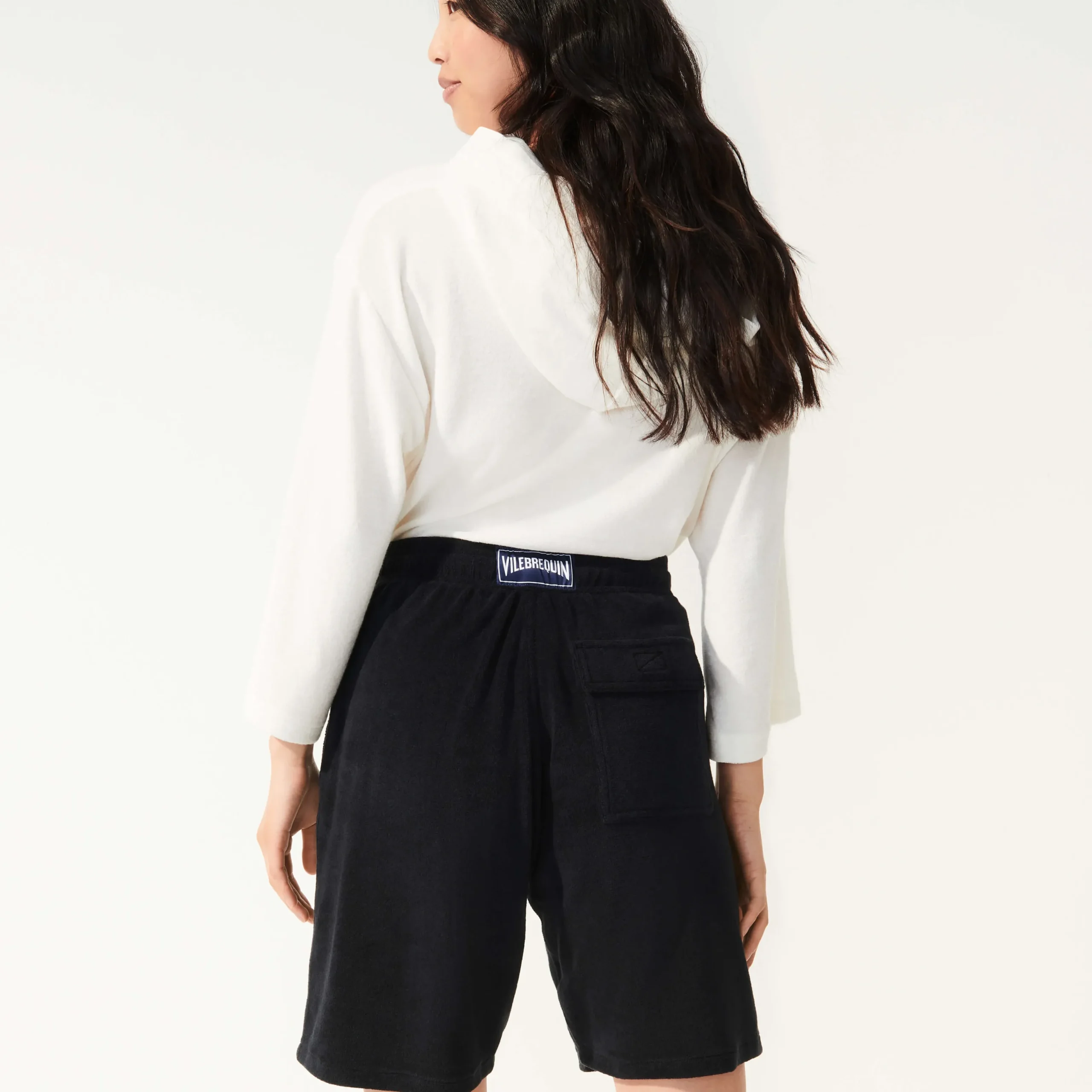 Best Vilebrequin Unisex Terry Bermuda Solid Black/Black