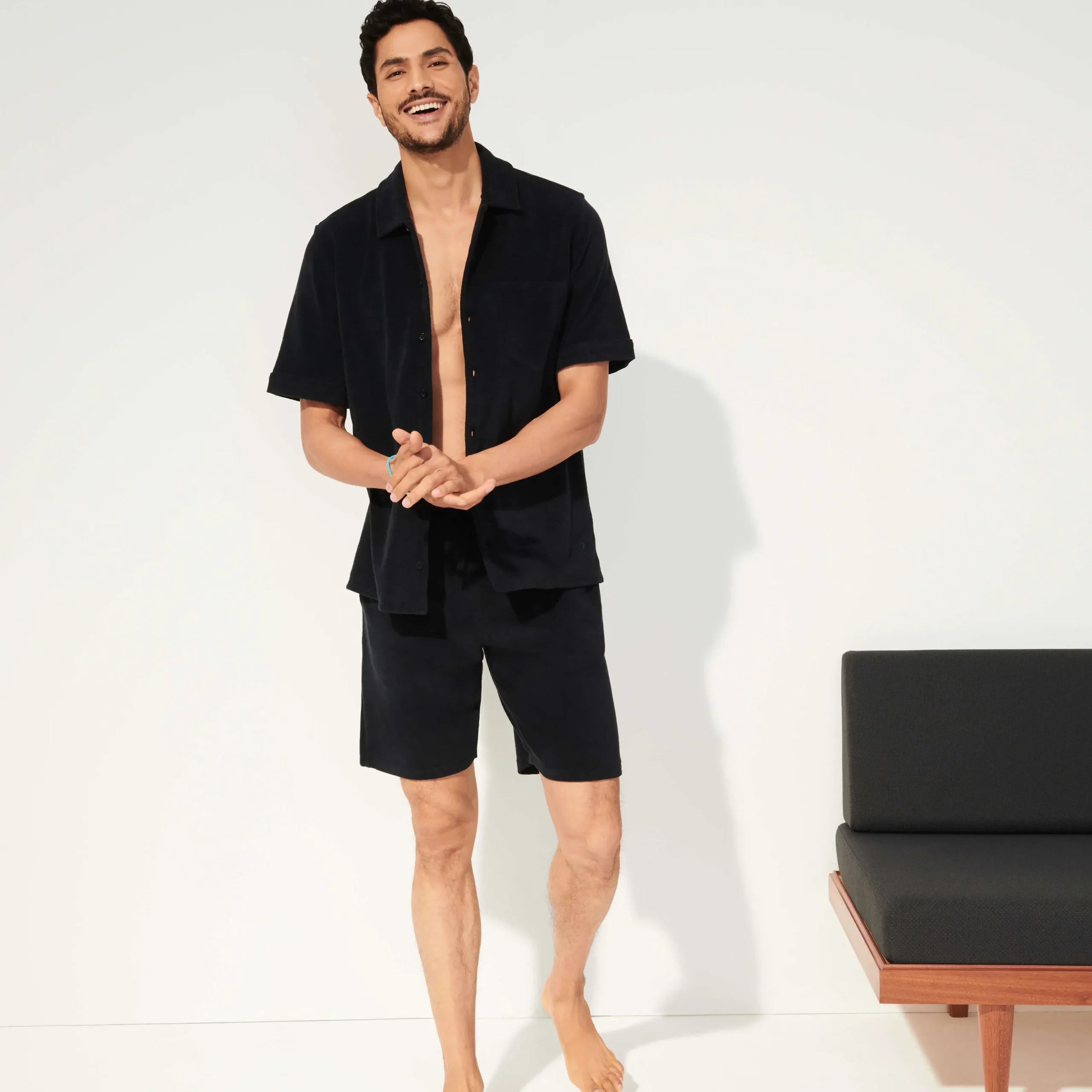 Best Vilebrequin Unisex Terry Bermuda Solid Black/Black