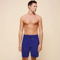 Clearance Vilebrequin Unisex Terry Bermuda Solid Purple Blue/Blue