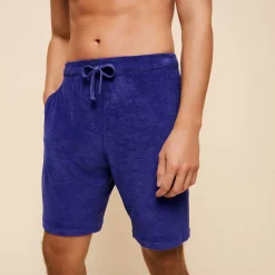 Clearance Vilebrequin Unisex Terry Bermuda Solid Purple Blue/Blue