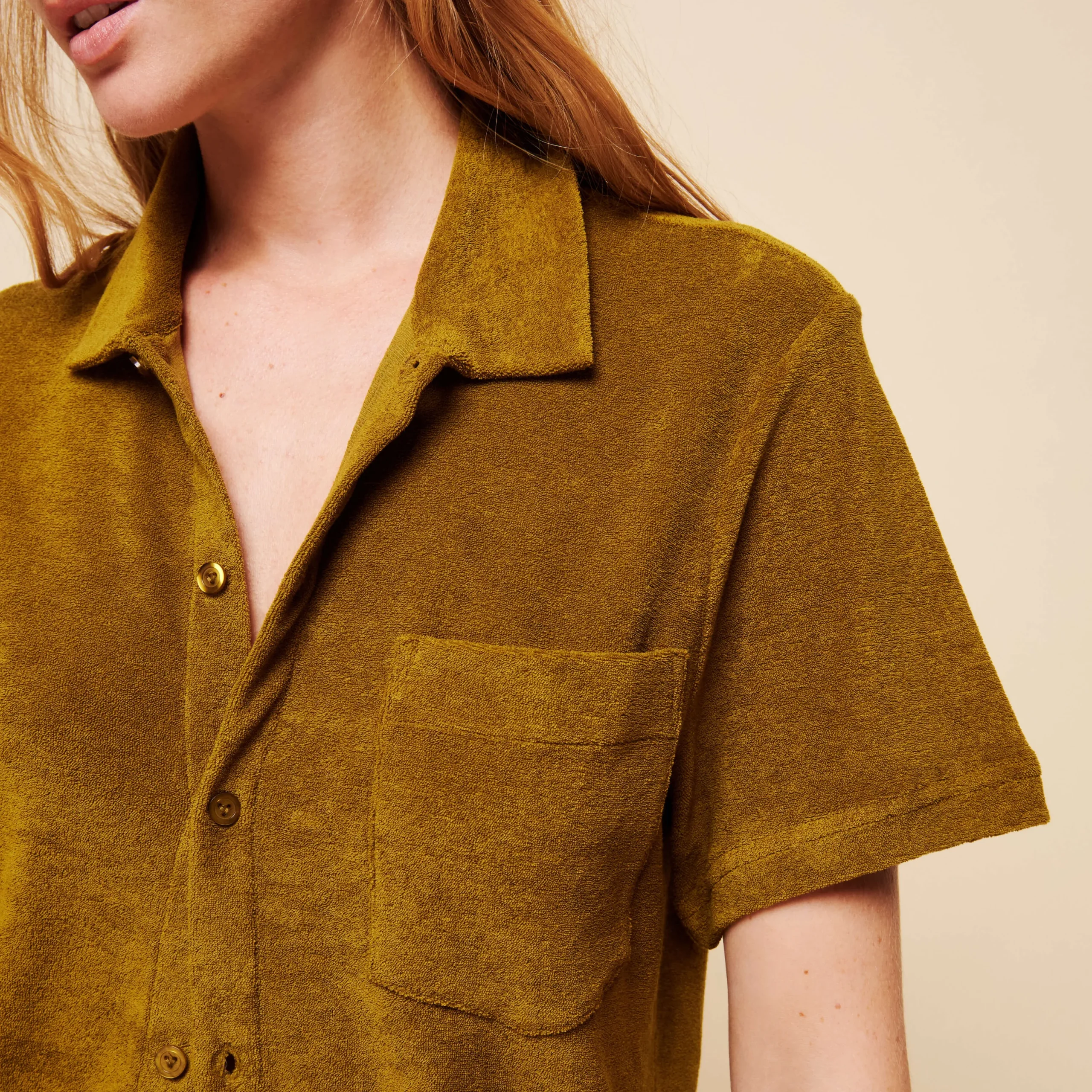 Flash Sale Vilebrequin Unisex Terry Bowling Shirt Solid Bark/Beige